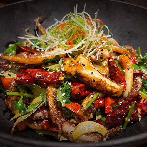 Rejos salteado estilo sichuan